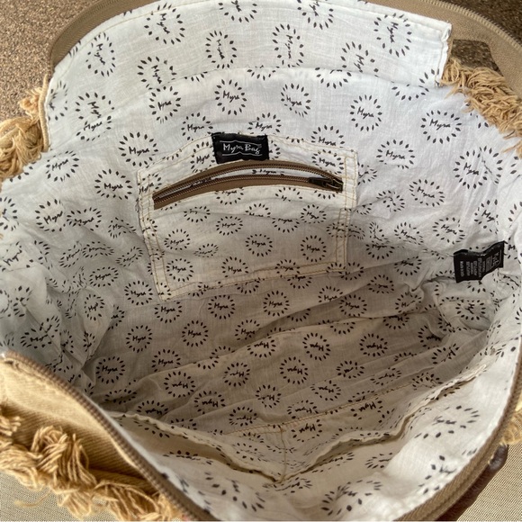 MYRA Canvas + Cotton Tapestry Bag with Leather Handles - Picture 12 of 16